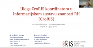 Webinar za CroRIS koordinatore na ustanovama